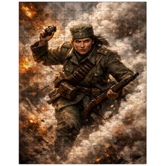 Milunka Savic grenade charge through smoke jigsaw puzzle