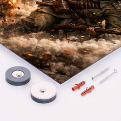 Milunka Savic grenade charge through smoke metal print mockup