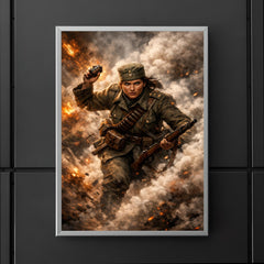 Milunka Savic grenade charge through smoke poster 5