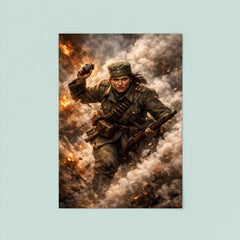 Milunka Savic grenade charge through smoke poster 8