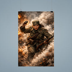 Milunka Savic grenade charge through smoke poster 9