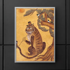 Minhwa Tiger Smoking a Pipe, with Magpies - Korean Folk Art poster 5