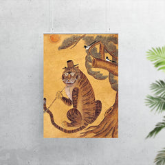 Minhwa Tiger Smoking a Pipe, with Magpies - Korean Folk Art poster 7