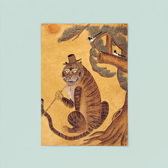 Minhwa Tiger Smoking a Pipe, with Magpies - Korean Folk Art poster 8