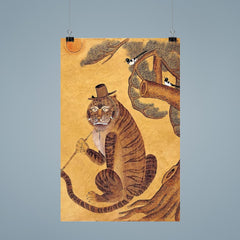 Minhwa Tiger Smoking a Pipe, with Magpies - Korean Folk Art poster 9