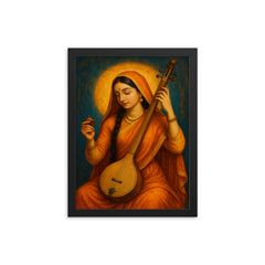 Mirabai framed print on a plain backdrop in size 12"x16".