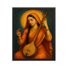 Mirabai framed print on a plain backdrop in size 16"x20".