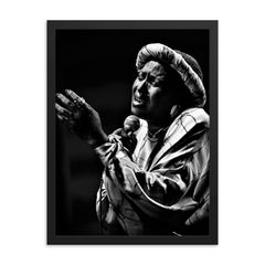 Miriam Makeba framed print on a plain backdrop in size 18"x24".