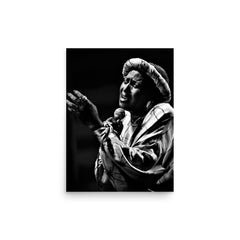 Miriam Makeba poster on a plain backdrop in size 12"x16".