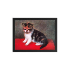 Miss Anne White's Kitten by George Stubbs, 1790 framed print on a plain backdrop in size 12"x16".