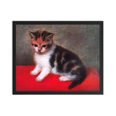 Miss Anne White's Kitten by George Stubbs, 1790 framed print on a plain backdrop in size 16"x20".