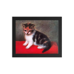 Miss Anne White's Kitten by George Stubbs, 1790 framed print on a plain backdrop in size 8"x10".