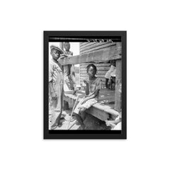 Mississippi Delta children by Dorothea Lange framed print on a plain backdrop in size 12"x16".