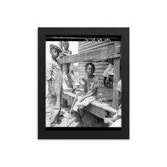 Mississippi Delta children by Dorothea Lange framed print on a plain backdrop in size 8"x10".