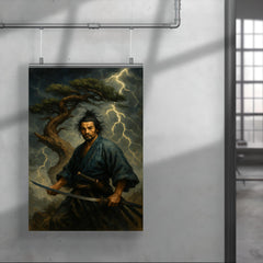 Miyamoto Musashi beneath a storm twisted pine poster 4