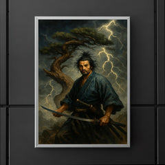 Miyamoto Musashi beneath a storm twisted pine poster 5