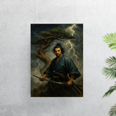 Miyamoto Musashi beneath a storm twisted pine poster 7