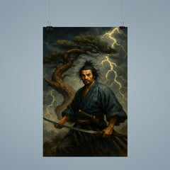 Miyamoto Musashi beneath a storm twisted pine poster 9