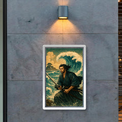 Miyamoto Musashi facing waves at Ganryu Island poster 2
