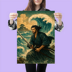Miyamoto Musashi facing waves at Ganryu Island poster 3