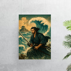 Miyamoto Musashi facing waves at Ganryu Island poster 7