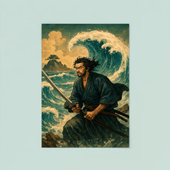 Miyamoto Musashi facing waves at Ganryu Island poster 8
