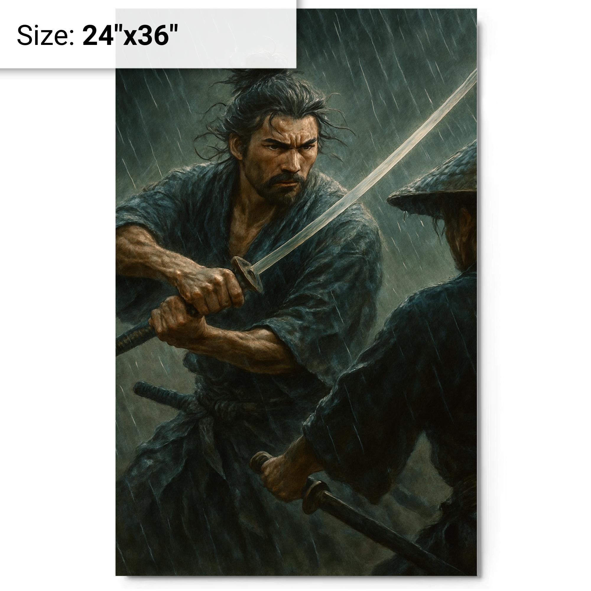 Miyamoto Musashi Rain Soaked Duel Metal Print Wall Art – Noveltees