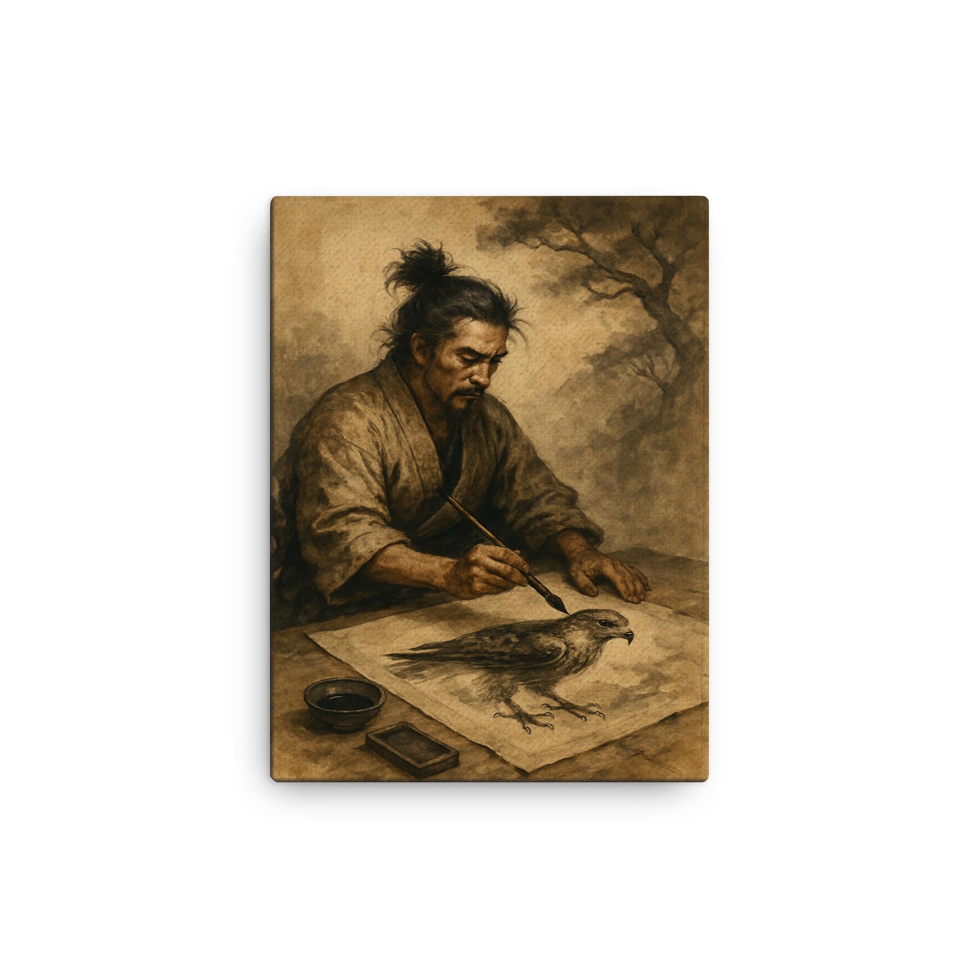 Miyamoto Musashi Hawk Painting Canvas Print Wall Art – Noveltees