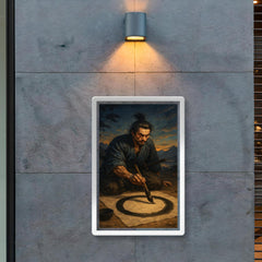 Miyamoto Musashi painting ensō before dawn duel poster 2