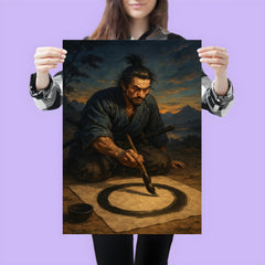 Miyamoto Musashi painting ensō before dawn duel poster 3