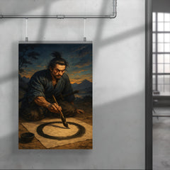 Miyamoto Musashi painting ensō before dawn duel poster 4
