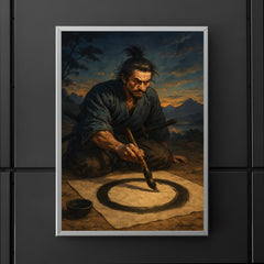 Miyamoto Musashi painting ensō before dawn duel poster 5