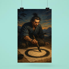 Miyamoto Musashi painting ensō before dawn duel poster 6