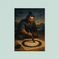 Miyamoto Musashi painting ensō before dawn duel poster 8