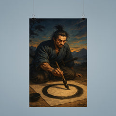 Miyamoto Musashi painting ensō before dawn duel poster 9