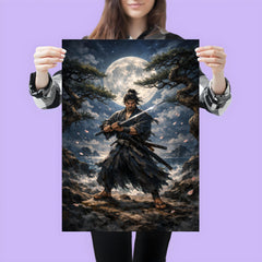 Miyamoto Musashi under moonlit ganryu duel pines poster 3