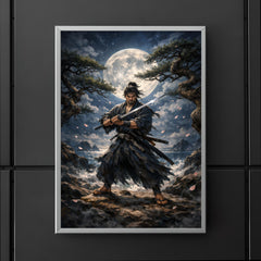 Miyamoto Musashi under moonlit ganryu duel pines poster 5