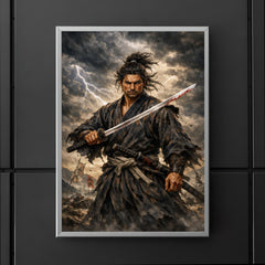 Miyamoto Musashi under storm clouds poster 5