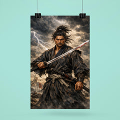 Miyamoto Musashi under storm clouds poster 6