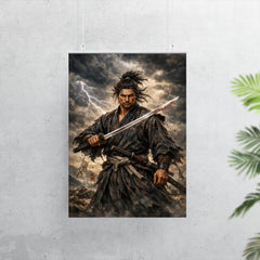 Miyamoto Musashi under storm clouds poster 7