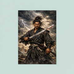 Miyamoto Musashi under storm clouds poster 8