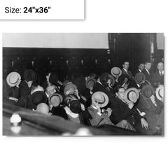 Mobsters Hiding Their Faces at Al Capone's Trial, 1931 metal print on a plain backdrop in size 24"x36".