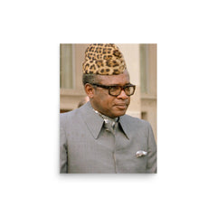 Mobutu Sese Seko poster on a plain backdrop in size 12"x16".