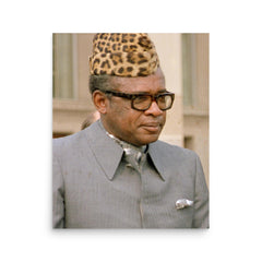 Mobutu Sese Seko poster on a plain backdrop in size 16"x20".