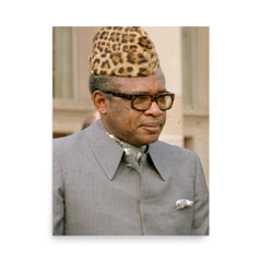 Mobutu Sese Seko poster on a plain backdrop in size 18"x24".