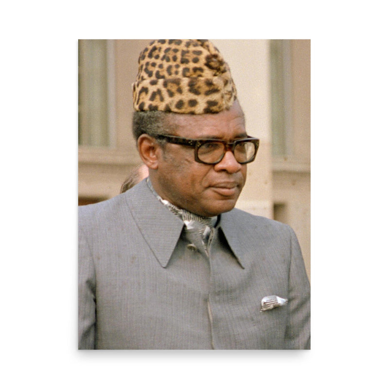 Mobutu Sese Seko poster on a plain backdrop in size 18
