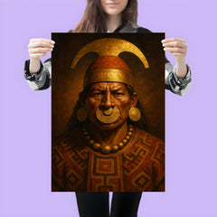Moche warrior priest portrait with gold nose ornament poster 3