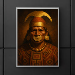 Moche warrior priest portrait with gold nose ornament poster 5