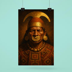 Moche warrior priest portrait with gold nose ornament poster 6