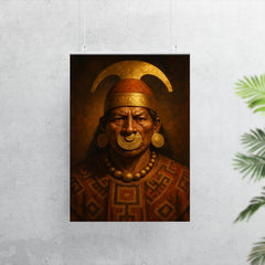 Moche warrior priest portrait with gold nose ornament poster 7